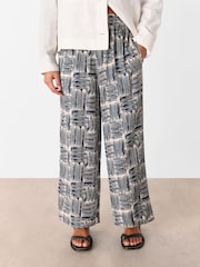 Whistles Blue Petite Hatch Squares Cropped Trousers - Image 1 of 4