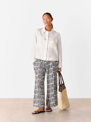 Whistles Blue Petite Hatch Squares Cropped Trousers - Image 3 of 4