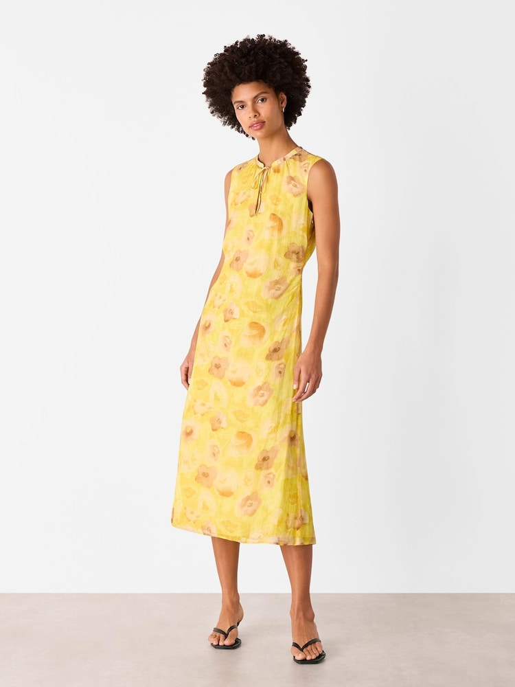 Whistles Yellow Sunshine Floral Textured Dress - Image 1 of 5