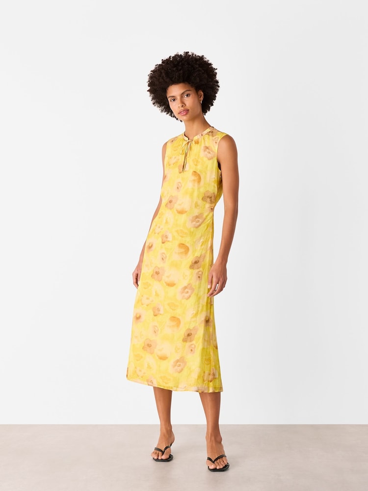 Whistles Yellow Sunshine Floral Textured Dress - Image 2 of 5
