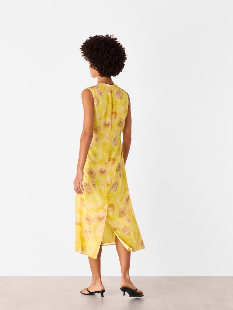 Whistles Yellow Sunshine Floral Textured Dress - Image 2 of 5