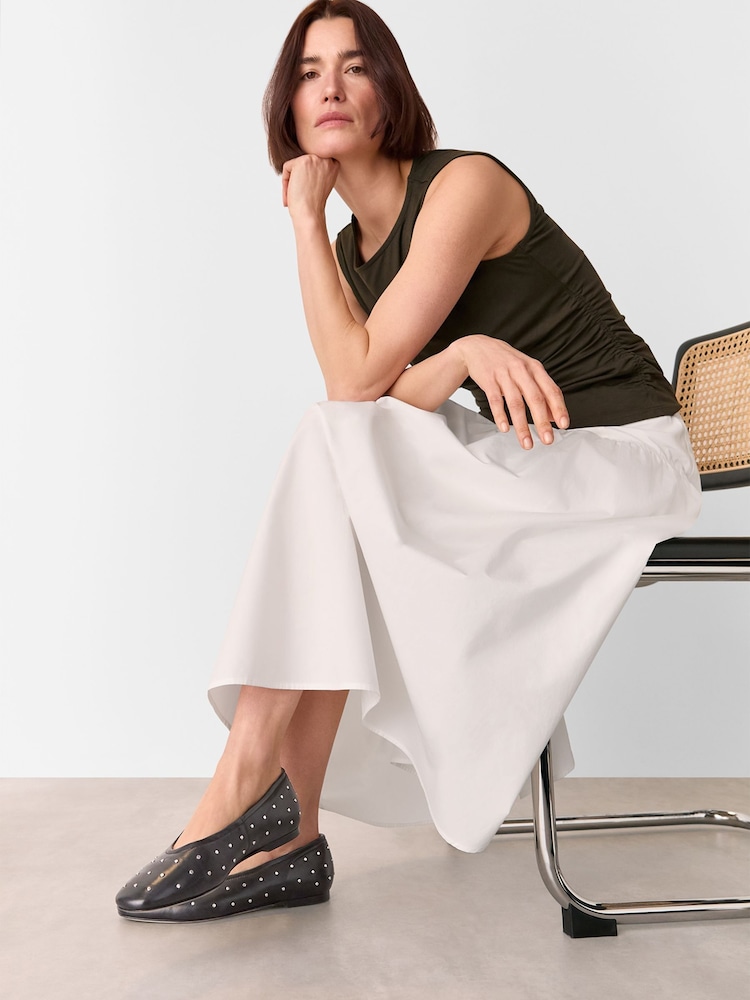 Whistles Black Karina Studded Ballet Pumps - Image 2 of 5