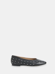 Whistles Black Karina Studded Ballet Pumps - Image 3 of 5