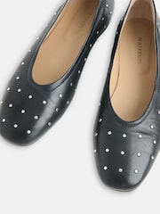 Whistles Black Karina Studded Ballet Pumps - Image 5 of 5