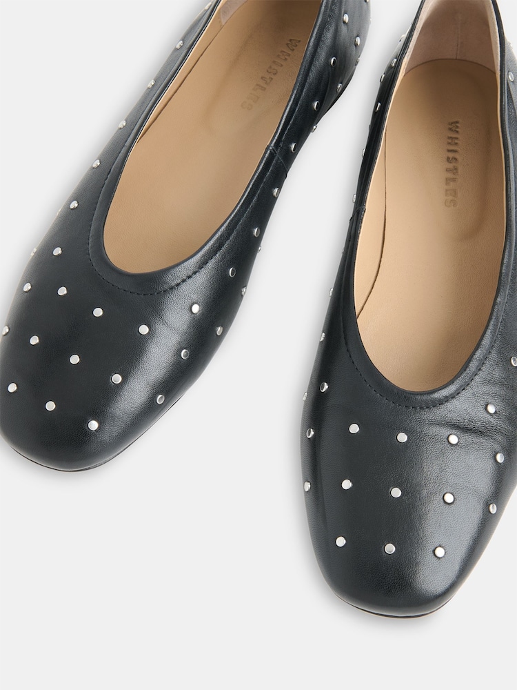 Whistles Black Karina Studded Ballet Pumps - Image 5 of 5