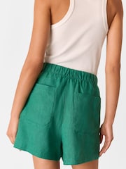Whistles Green Linen Elasticated Shorts - Image 2 of 5