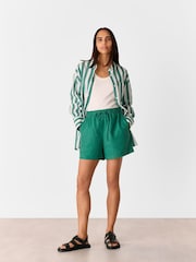 Whistles Green Linen Elasticated Shorts - Image 4 of 5