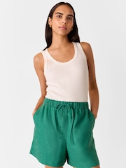 Whistles Green Linen Elasticated Shorts - Image 5 of 5
