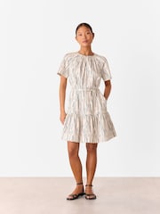 Whistles White Petite Abstract Stripe Short Dress - Image 1 of 5