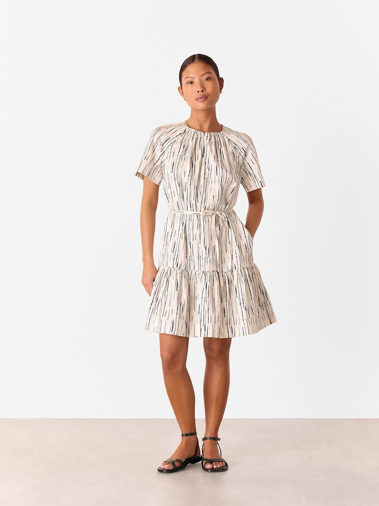 Whistles White Petite Abstract Stripe Short Dress - Image 1 of 5