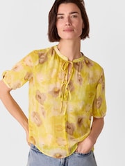Whistles Yellow Sunshine Floral Print Texture Blouse - Image 1 of 5