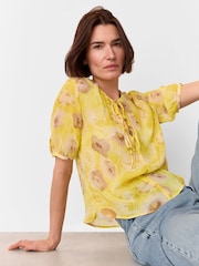 Whistles Yellow Sunshine Floral Print Texture Blouse - Image 2 of 5