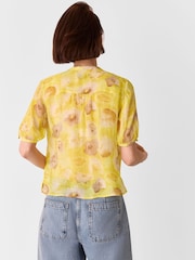 Whistles Yellow Sunshine Floral Print Texture Blouse - Image 3 of 5