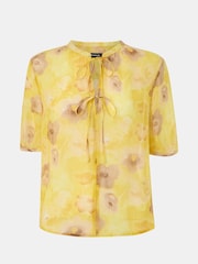 Whistles Yellow Sunshine Floral Print Texture Blouse - Image 5 of 5