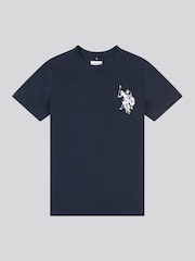 U.S. Polo Assn. Blue Boys Large Double Horsemen Graphic 100% Cotton T-Shirt - Image 1 of 3