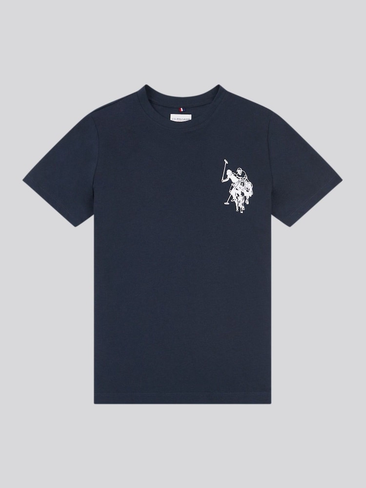 U.S. Polo Assn. Blue Boys Large Double Horsemen Graphic 100% Cotton T-Shirt - Image 1 of 3