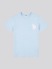 U.S. Polo Assn. Chambray Blue Large Boys Double Horsemen Graphic Print 100% Cotton T-Shirt - Image 1 of 3