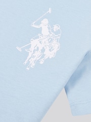 U.S. Polo Assn. Chambray Blue Large Boys Double Horsemen Graphic Print 100% Cotton T-Shirt - Image 3 of 3