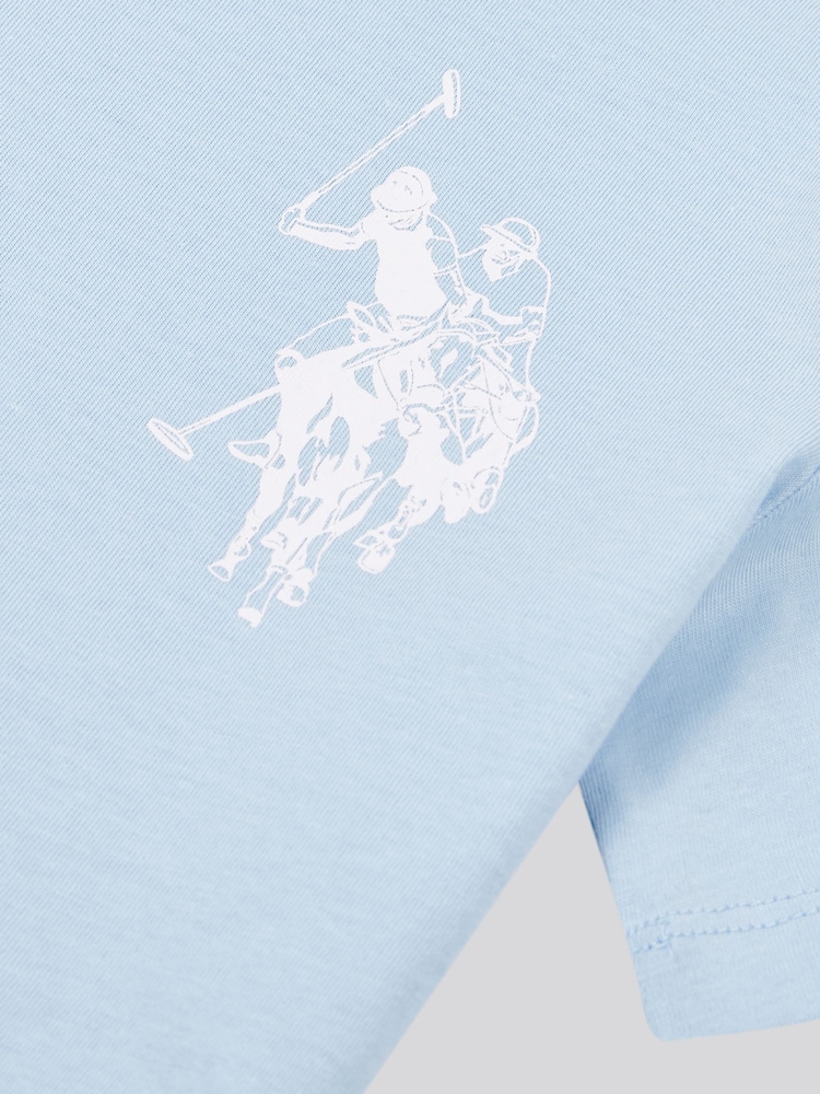 U.S. Polo Assn. Chambray Blue Large Boys Double Horsemen Graphic Print 100% Cotton T-Shirt - Image 3 of 3