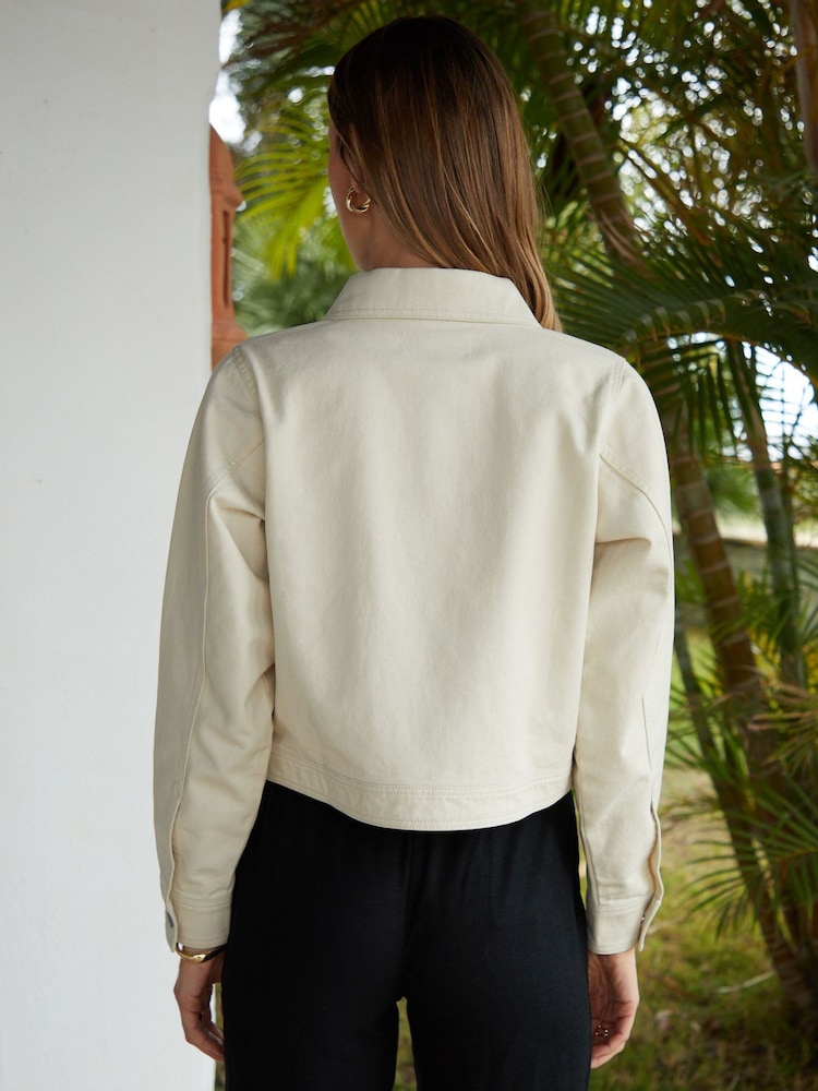Threadbare Cream Boxy Denim 100% Cotton Jacket - Image 2 of 4
