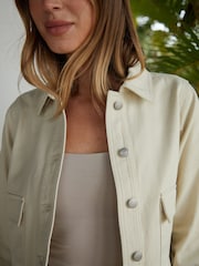 Threadbare Cream Boxy Denim 100% Cotton Jacket - Image 3 of 4