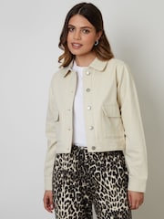 Threadbare Cream Boxy Denim 100% Cotton Jacket - Image 5 of 8