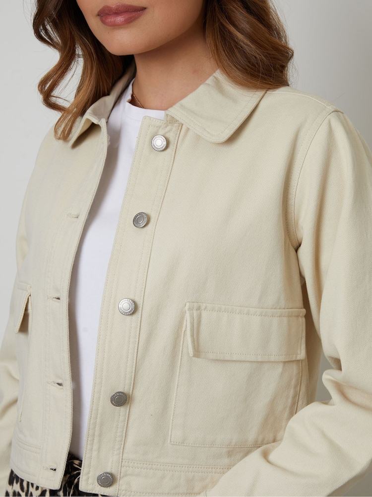 Threadbare Cream Boxy Denim 100% Cotton Jacket - Image 8 of 8