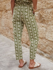 Threadbare Light Green Regular Fit Linen Blend Tapered Trousers - Image 2 of 4