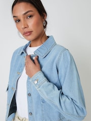 Threadbare Light Blue Boxy Denim 100% Cotton Jacket - Image 3 of 4