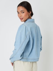 Threadbare Light Blue Boxy Denim 100% Cotton Jacket - Image 4 of 4