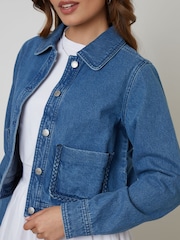 Threadbare Blue Braid Detail Denim 100% Cotton Jacket - Image 4 of 5