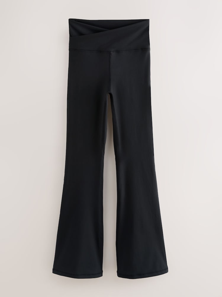 Black Active Balance Wrap Front Flared Leggings - Image 1 of 3