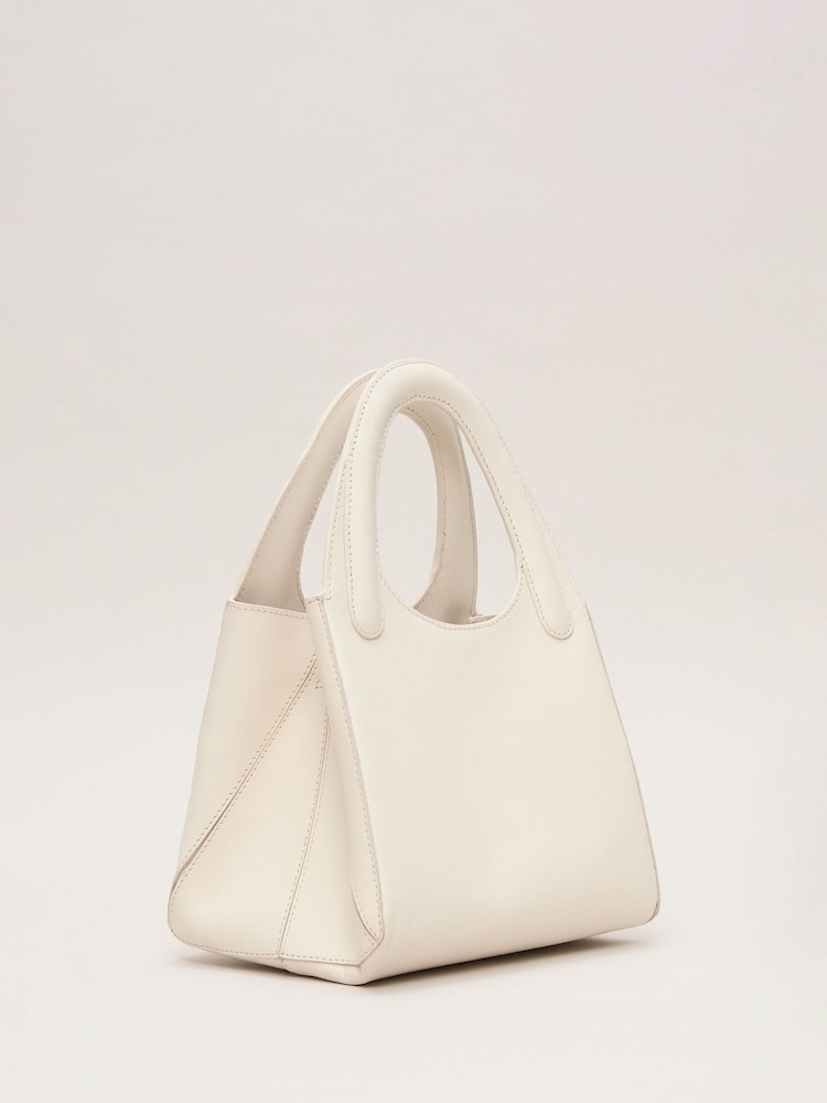 Phase Eight White Leather Square Tote Bag - Image 2 of 7