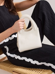 Phase Eight White Leather Square Tote Bag - Image 6 of 7