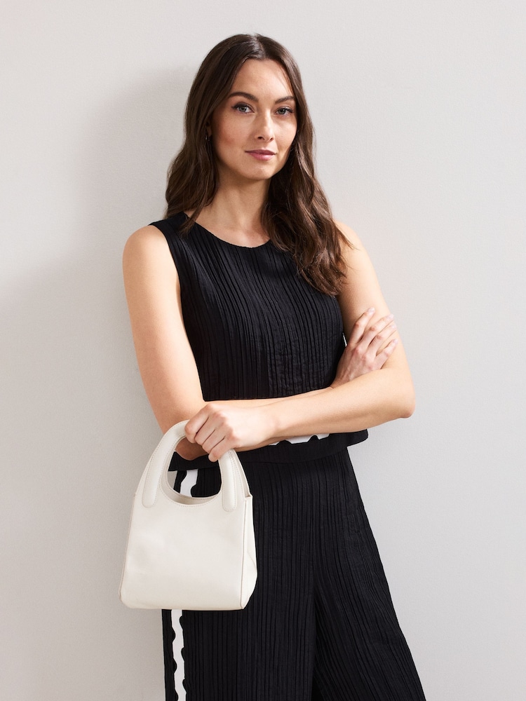 Phase Eight White Leather Square Tote Bag - Image 7 of 7