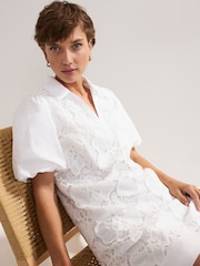 Phase Eight White Witney Tunic 100% Cotton Top - Image 3 of 7
