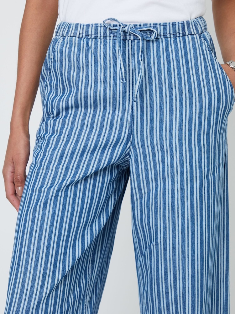 Threadbare Blue Striped Baggy Leg Denim Trousers - Image 2 of 4