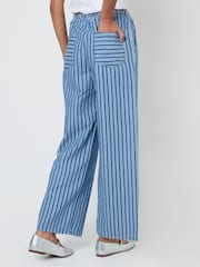 Threadbare Blue Petite Striped Baggy Leg Denim Trousers - Image 2 of 4