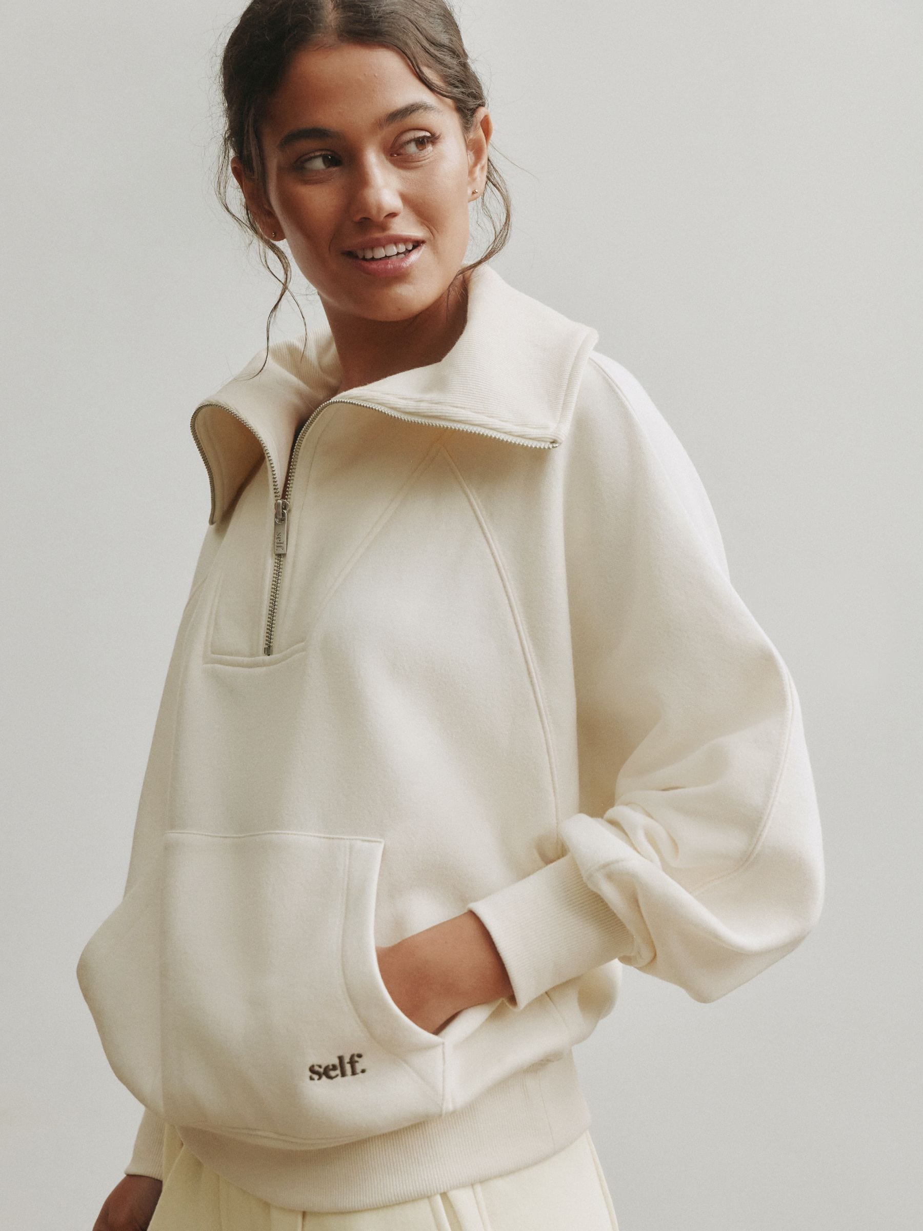Buy self. Cream Half Zip Sweatshirt from the Next UK online shop