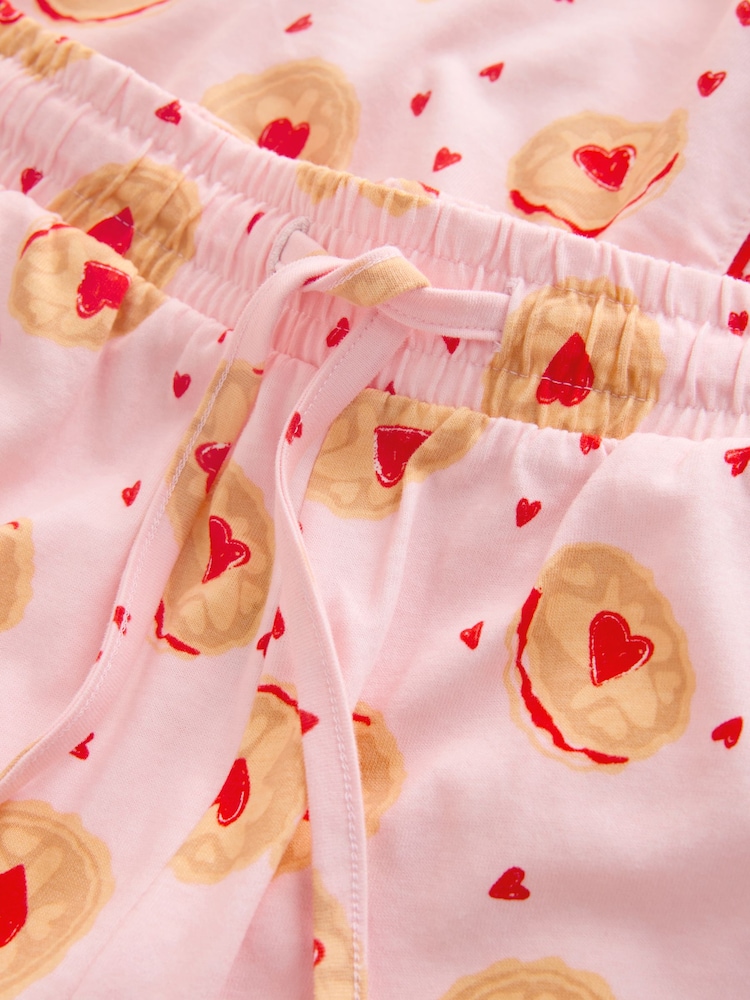 Pink Biscuit Jersey Button Through Short Set Pyjamas - Image 10 of 10