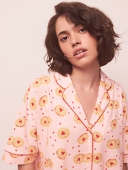 Pink Biscuit Jersey Button Through Short Set Pyjamas - Image 6 of 10