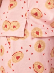 Pink Biscuit Jersey Button Through Short Set Pyjamas - Image 7 of 10