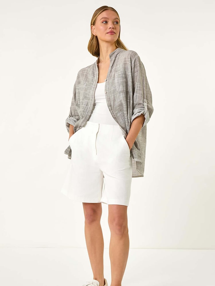 Roman Grey 100% Cotton Button Through Shirt - Image 2 of 5
