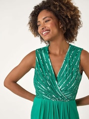 Roman Green Bead Embellished Dress - Image 4 of 5