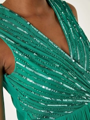 Roman Green Bead Embellished Dress - Image 5 of 5