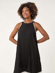 Roman Black A-Line Pleated Halter Dress - Image 3 of 5