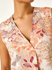 Roman Orange Floral Print V-Neck Vest Top - Image 5 of 5