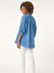 Roman Blue 100% Cotton Button Through Shirt - Image 3 of 5
