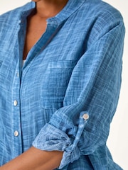 Roman Blue 100% Cotton Button Through Shirt - Image 5 of 5