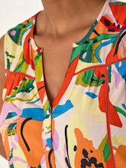 Roman Red Abstract Print V-Neck Button Blouse - Image 5 of 5